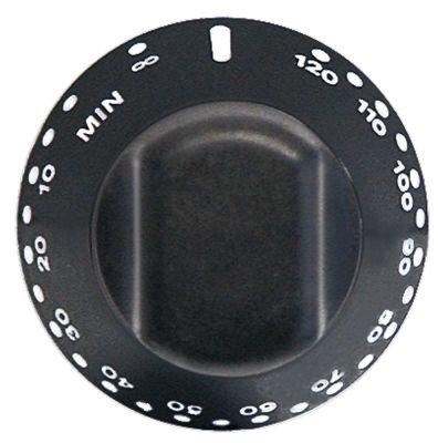 Knap Tid 120min + permanent stilling ø 55mm Akse ø 6x4,6mm Udglatning nede
