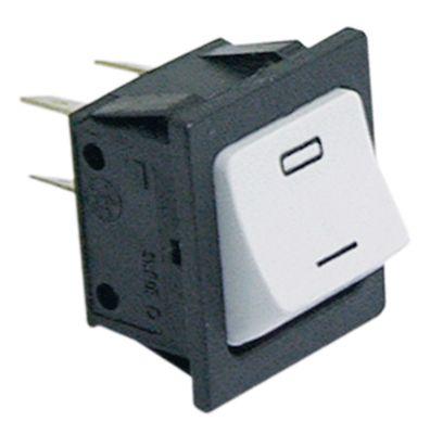 Vippekontakt Indbygningsmål 28x22mm hvid 2NO 230V Tilslutning Fladstik 6,3 mm Indbygningsmål 28