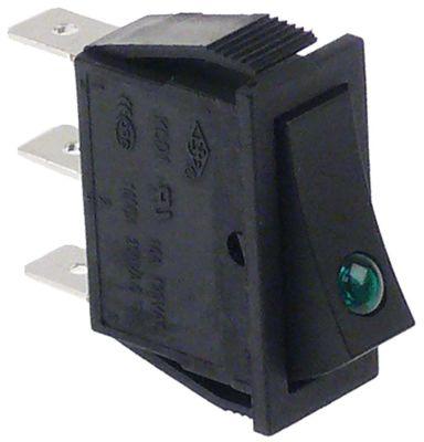 Vippekontakt Indbygningsmål 30x11mm grøn 1NO/lampe 250V Tilslutning Fladstik 6,3 mm  - 16A 