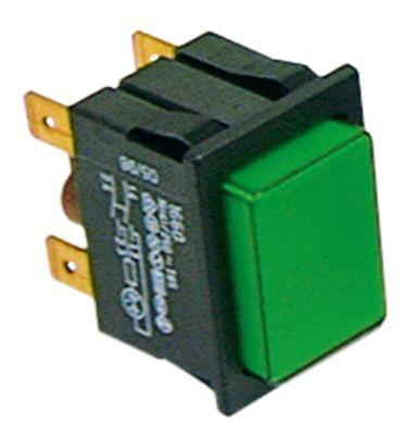 Trykkontakt Indbygningsmål 30x22mm grøn 2NO 250V Tilslutning Fladstik 6,3 mm gar i indgreb  - 16A