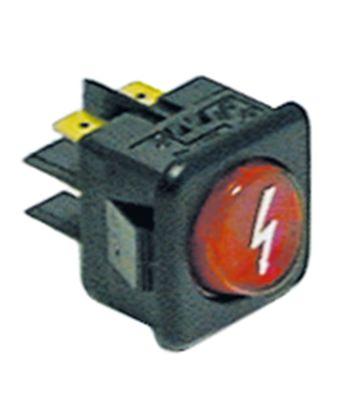 Vippekontakt Indbygningsmål 27,8x25mm rød 2NO 250V Tilslutning Fladstik 6,3 mm Tænding 16A belys