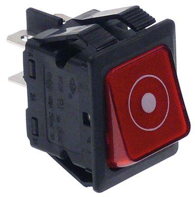 Vippekontakt Indbygningsmål 30x22mm rød 2NO 250V Tilslutning Fladstik 6,3 mm START 16A