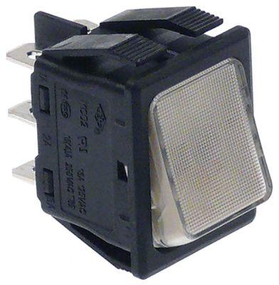 Vippekontakt Indbygningsmål 30x22mm hvid 2CO 250V Tilslutning Fladstik 6,3 mm Indbygningsmål 30