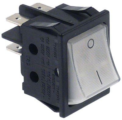 Vippekontakt Indbygningsmål 30x22mm hvid 2NO 250V Tilslutning Fladstik 6,3 mm Indbygningsmål 30