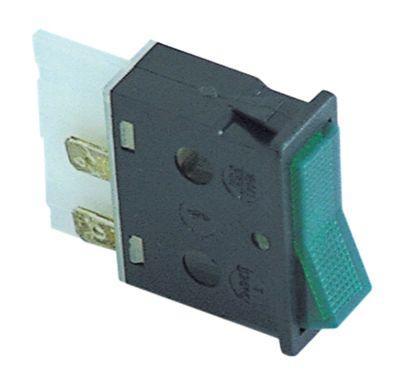Vippekontakt Indbygningsmål 34,2x12,6mm grøn 2NO 250V Indbygningsmål 34,2x12,6mm  - 16A belyst