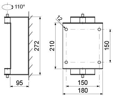 Vægholder LA 150x150mm svingbar til slangerulle Svingvinkel 140°