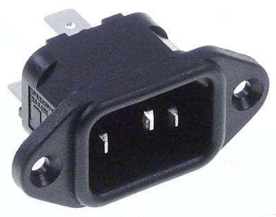 Køleenhedsstik Termoplast Hul ø 35mm BA 40mm T70 C14 maks 10A/250V Fladstik 6,3 mm