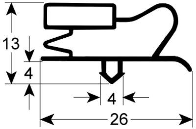 Pakninger til køl Profil 9013 B 618mm L 1500mm Stikmål Låge