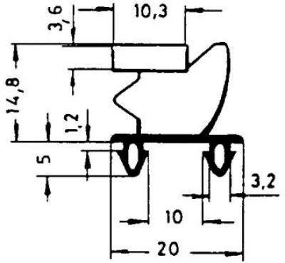Pakninger til køl Profil 9795 B 465mm L 1630mm Stikmål Rumskabslåge 600 l Køleteknik