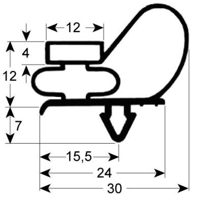Pakninger til køl Profil 9743 B 450mm L 720mm Stikmål Rumskabslåge 500 l Køleteknik