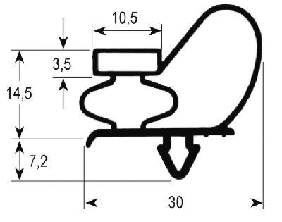 Pakninger til køl Profil 9743 B 580mm L 1520mm Stikmål Rumskabslåge 650 l Køleteknik