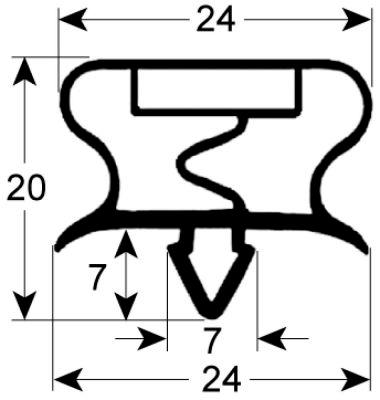 Pakninger til køl Profil 9195 B 432mm L 718mm Stikmål Rumskabslåge 550 l Størrelse 1/2