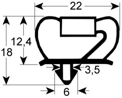 Pakninger til køl Profil 9237 B 698mm L 1920mm Stikmål grå 3 sider (kort side åben)