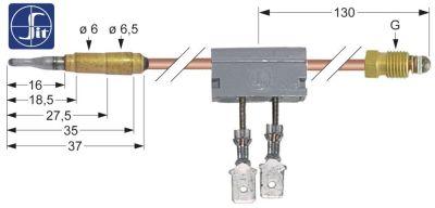 Termoelement ASA 11/32 L 400mm Stikkontakt ø6,0mm med afbryder F 6,3mm SIT