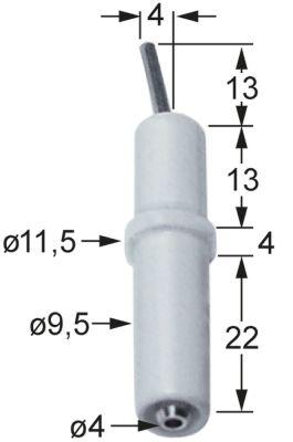 Tændelektrode L1 13mm L2 4mm til klemning D1 ø 9mm D2 ø 11mm EL1 13mm EL2 4mm EL3 22mm