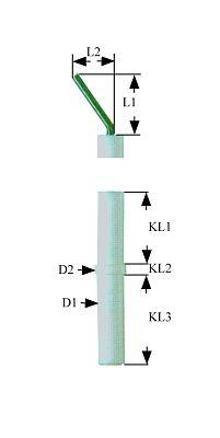 Tændelektrode L1 17mm L2 17mm Tilslutning M4 D1 ø 9mm D2 ø 11mm EL1 13mm EL2 4mm EL3 22mm