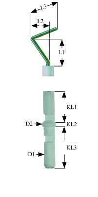 Tændelektrode L1 13mm L2 13mm L3 23mm til klemning Tilslutning M4 D1 ø 7mm D2 ø 9mm EL1 18mm