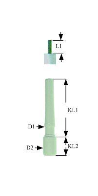 Tændelektrode L1 6mm til klemning Tilslutning F 2,8x0,8mm D1 ø 8mm D2 ø 10mm