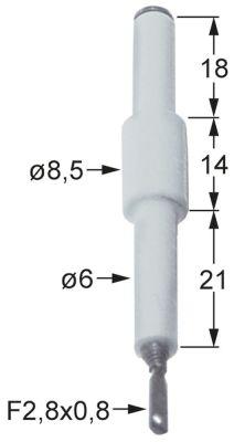 Tændelektrode til klemning Tilslutning F 2,8x0,8mm D1 ø 6mm D2 ø 85mm EL1 18mm EL2 14mm EL3