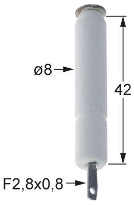 Tændelektrode Tilslutning F 2,8x0,8mm D1 ø 8mm med fjeder EL1 42mm