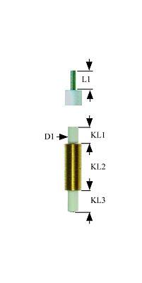 Tændelektrode L1 15mm M10x1 Tilslutning F 2,8x0,8mm D1 ø 6mm EL1 9mm EL2 26mm