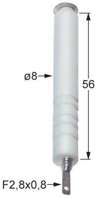 Tændelektrode til klemning Tilslutning F 2,8x0,8mm D1 ø 8mm med fjeder EL1 56mm