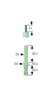 Tændelektrode L1 25mm Tilslutning F 2,8x0,8mm Kabellængde 730mm D1 ø 5mm D2 ø 8mm EL1 20mm