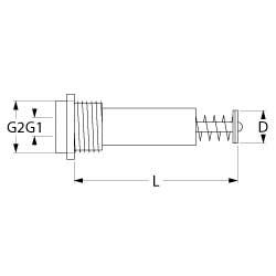 Magnetindsats ø 18mm L 46mm G1: M9x1 G2: M22x1 M9x1 passer til PEL23S