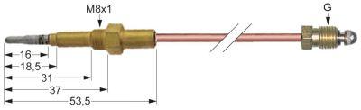 Termoelement M9x1 L 1000mm M8x1 Spidsaluminering