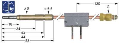 Termoelement M9x1 L 320mm Stikkontakt ø6,0mm med afbryder Loddetilslutning SIT