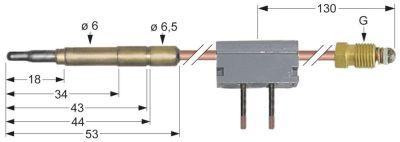 Termoelement M9x1 L 600mm Stikkontakt ø6,0mm med afbryder Loddetilslutning