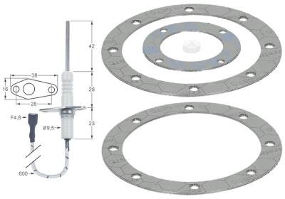 Overvågningselektrode L1 42mm Tilslutning F4,8x0,8 Kabellængde 600mm D1 ø 95mm FL 38mm FB 16