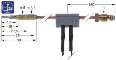 Termoelement M9x1 L 600mm Stikkontakt ø6,0(6,5)mm med afbryder F 6,3mm SIT