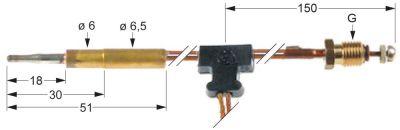 thermocouple with interrupter M9x1 L 1000mmplug connection ø6.0(6.5)mm cable 560mm