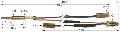 Termoelement M8x1 L 1000mm Stikkontakt ø 5,0 mm med afbryder F 6,3mm