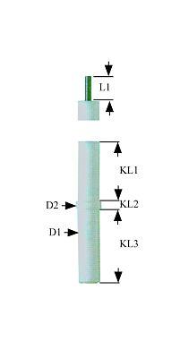 Tændelektrode L1 8mm til klemning Tilslutning M4 D1 ø 7mm D2 ø 9mm EL1 18mm EL2 3mm EL3 23mm