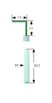 Tændelektrode L1 5mm L2 12mm til klemning D1 ø 7mm EL1 63mm Tilslutning ø 4mm