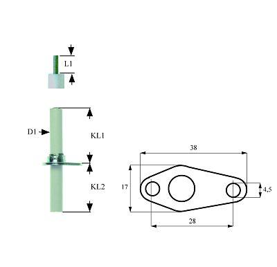 Tændelektrode L1 28mm med flange Tilslutning F 4,8x0,8mm Kabellængde 600mm