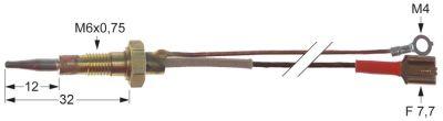 Termoelement L 750mm M6x0,75 med to ledere M4 F 7,7mm