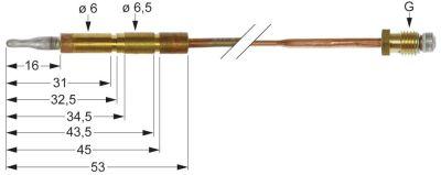 Termoelement M8x1 L 600mm Stikkontakt ø6,0mm
