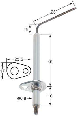 Overvågningselektrode L1 55mm L2 19mm Tilslutning Skruetilslutning D1 ø 68mm FL 235mm