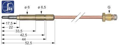 Termoelement M9x1 L 1500mm Stikkontakt ø6,0(6,5)mm SIT