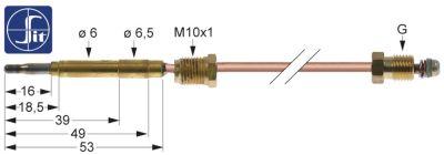 Termoelement M10x1 L 600mm Stikkontakt ø6,0mm