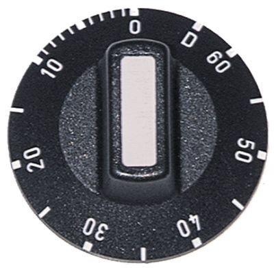 Knap Tid 60min + permanent stilling ø 50mm Akse ø 6x4,6mm Udglatning oppe sort