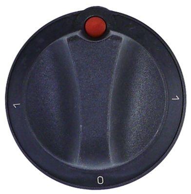 Knap Kontakt 0-1-0-1 ø 55mm Akse ø 6x4,6mm Udglatning universel sort