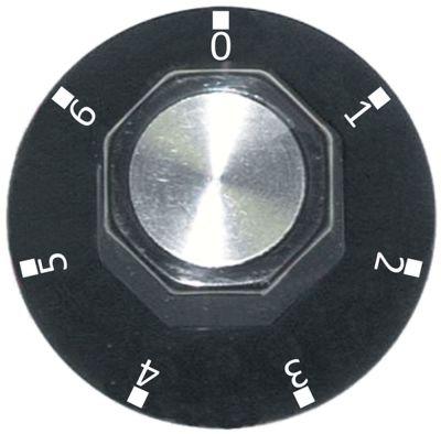 Knap 7-takt ø 50mm Akse ø 6x4,6mm Udglatning nede sort