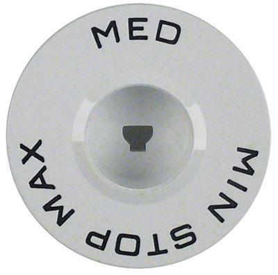 Knap MIN / STOP / MAX ø 50mm Akse ø 4x6mm Udglatning nede hvid Arbejdsområde  -°C