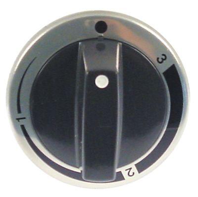 Knap Energiregulering 1-3 ø 63mm Akse ø 6x4,6mm Udglatning oppe sølv