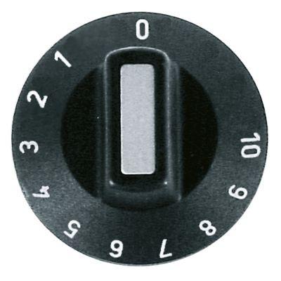 Knap Termostat 1-10 ø 50mm Akse ø 6x4,6mm Udglatning oppe