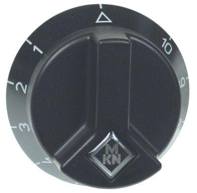Knap Energiregulering 1-10  -°C ø 65mm Akse ø 6x4,6mm Udglatning oppe sort